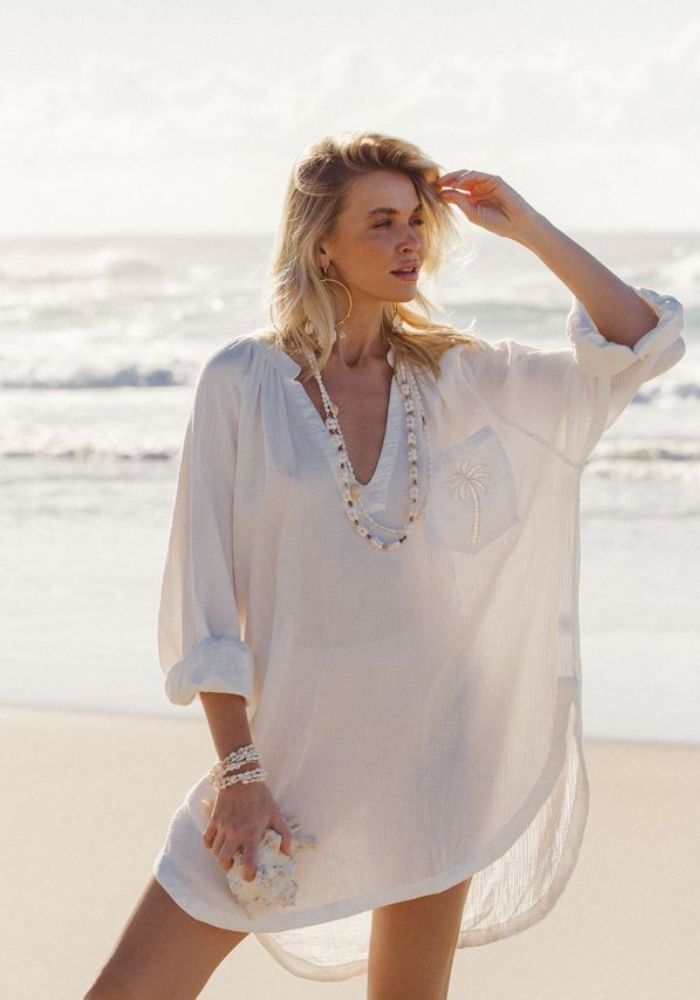 CABO SUMMER STATE OF MIND Palm Tunic - WHITE