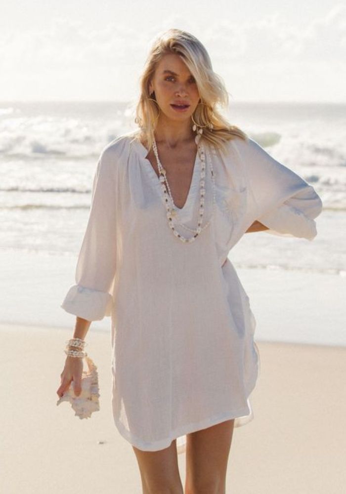 CABO SUMMER STATE OF MIND Palm Tunic - WHITE