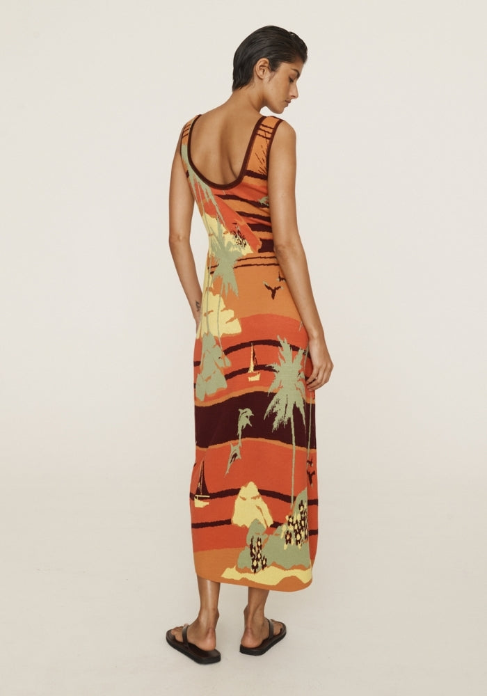 ALEMAIS Palm Island Knit Midi Dress