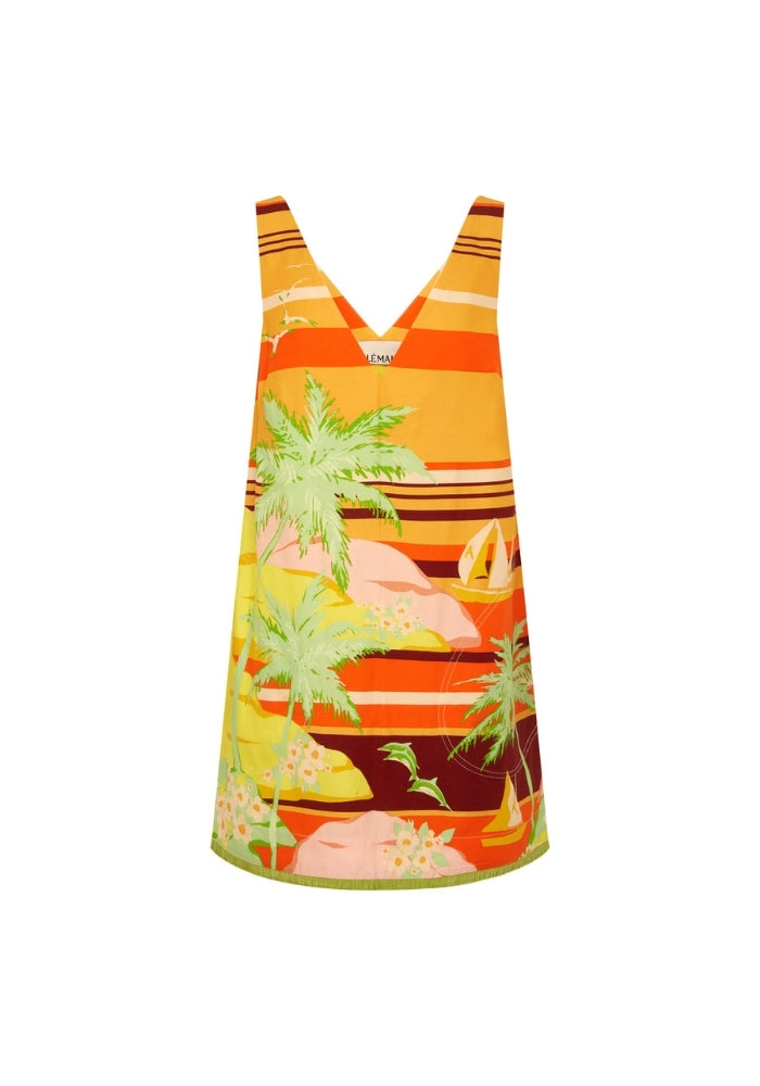 ALEMAIS Palm Island V Neck Mini Dress