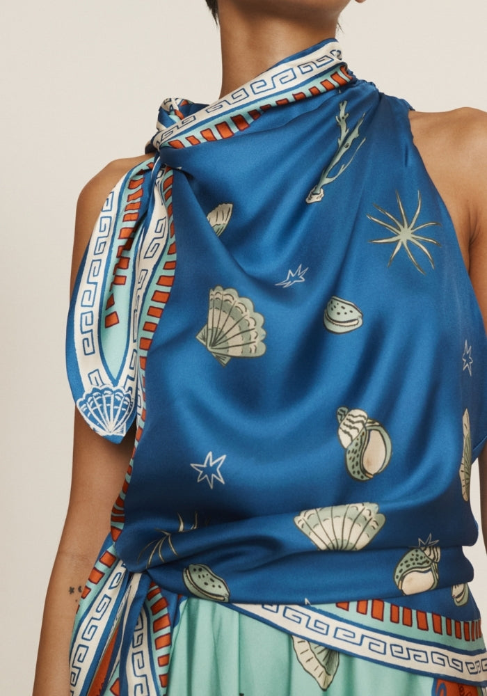 ALEMAIS Surrealist Summer Scarf Midi Dress