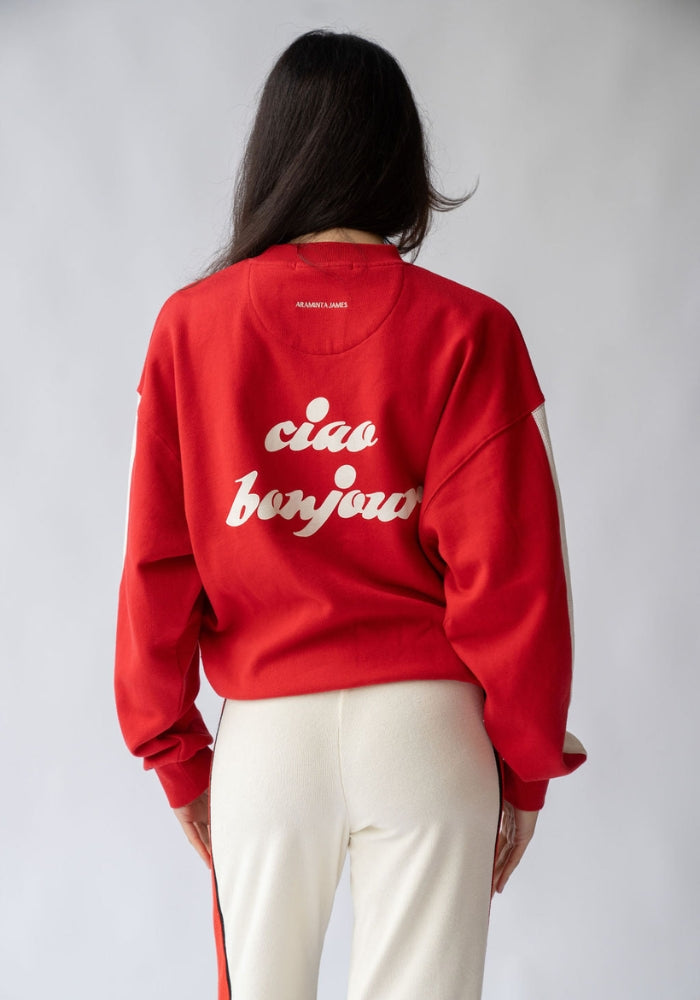 ARAMINTA JAMES Ciao Bonjour Sweatshirt Cherry