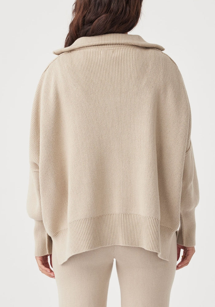 ARCAA London Zip Organic Sweater - Taupe