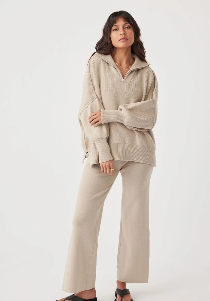 ARCAA London Zip Organic Sweater - Taupe