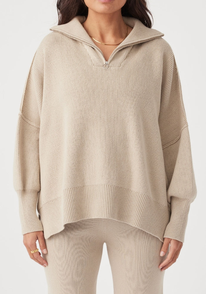 ARCAA London Zip Organic Sweater - Taupe