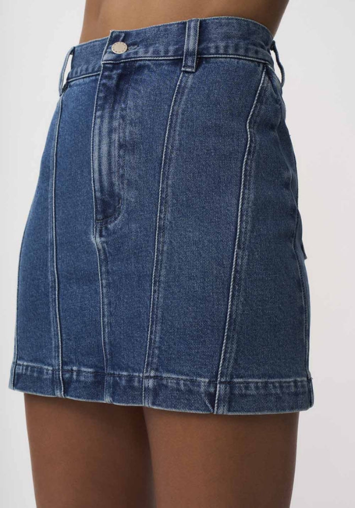 The Della Denim Panel Mini Skirt