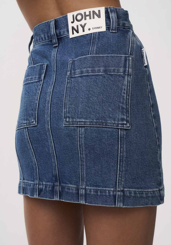 The Della Denim Panel Mini Skirt