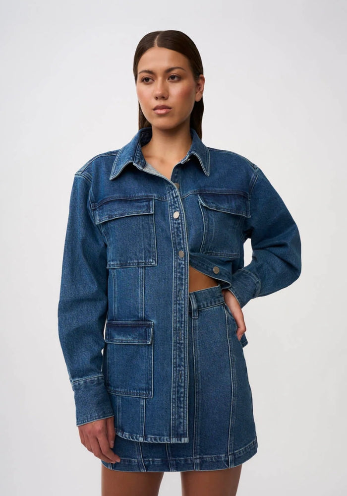 The Della Denim Panel Mini Skirt