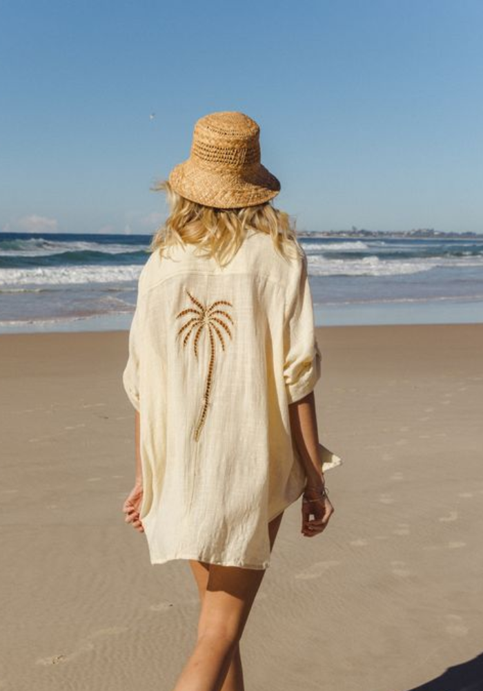 CABO 3 Palm Shirt Dress- Butter