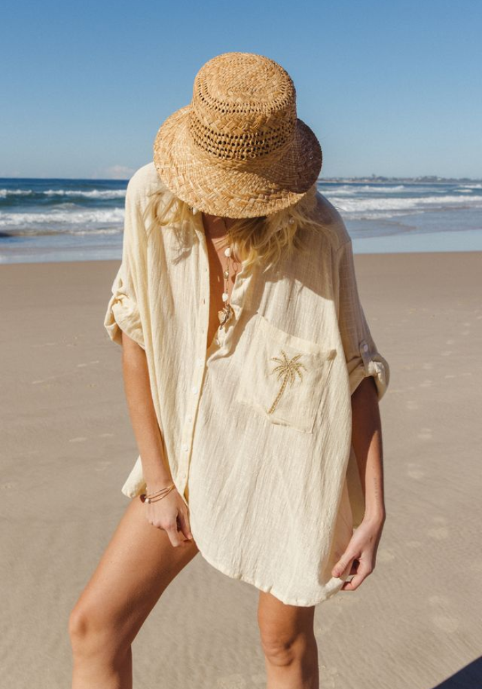 CABO 3 Palm Shirt Dress- Butter