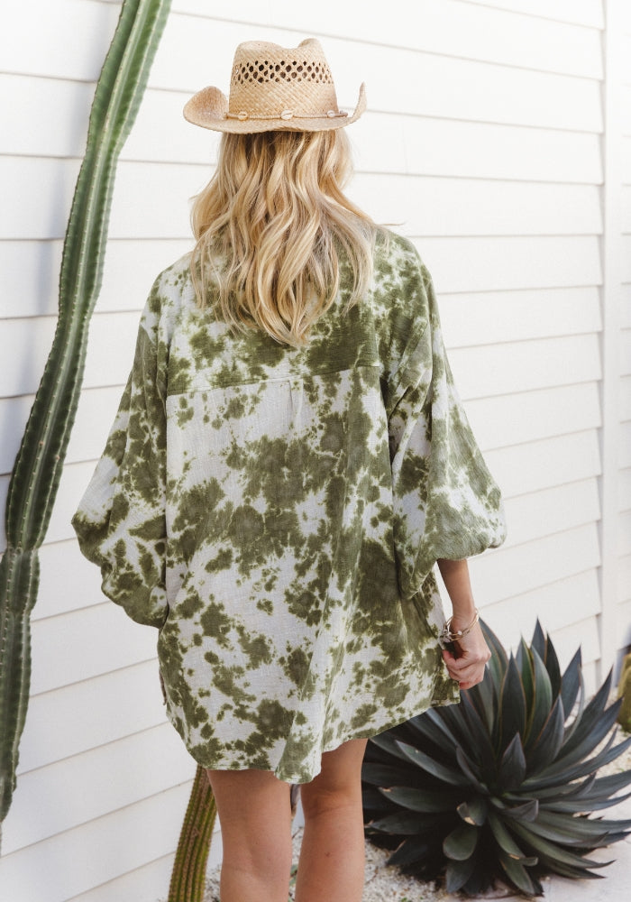 CABO Capri Shirt Dress-Cactus Tie Dye