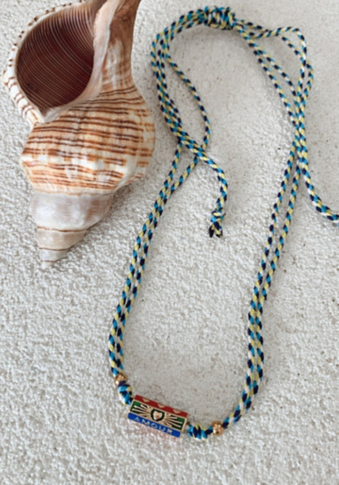 Amour Braided Rope Necklace - Blue