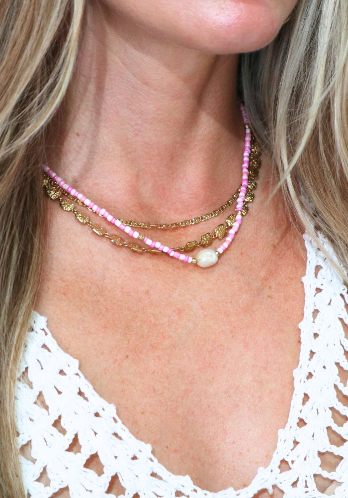 Pink Shoreline Pearl Necklace