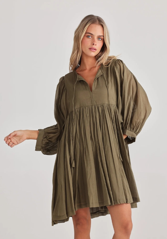 TALISMAN Wisteria Mini Dress - Olive