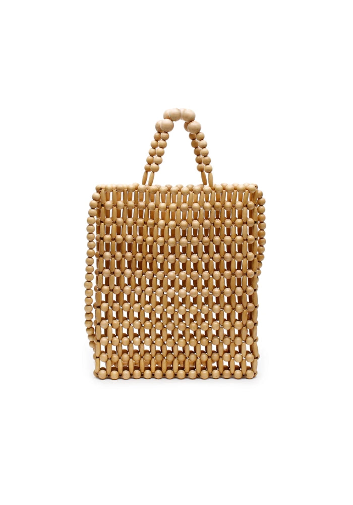 Gia Beaded Tote - Natural