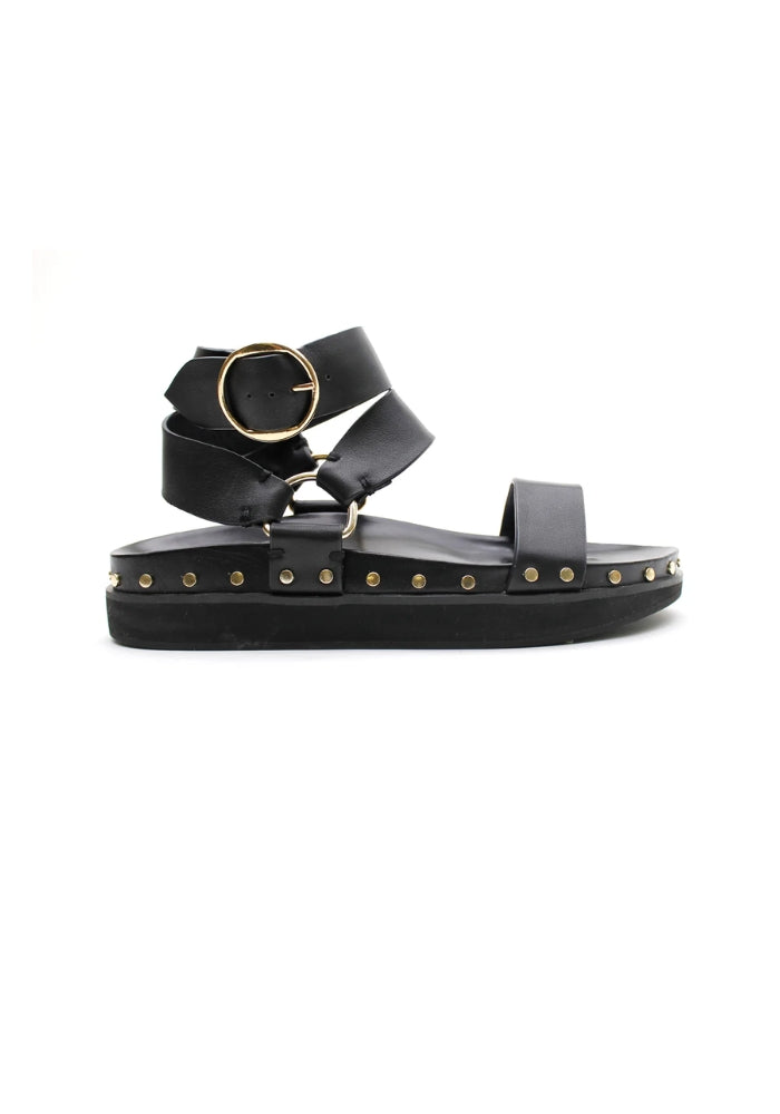 LA TRIBE Studded Sandal - Black