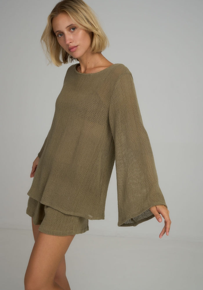 LILYA Allegra Mesh Top Khaki