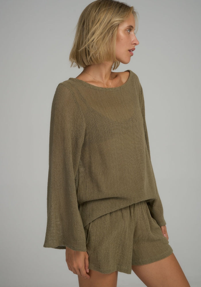 LILYA Allegra Mesh Top Khaki