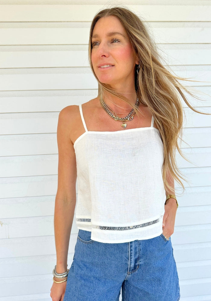 LILYA Cala Linen Top Ivory