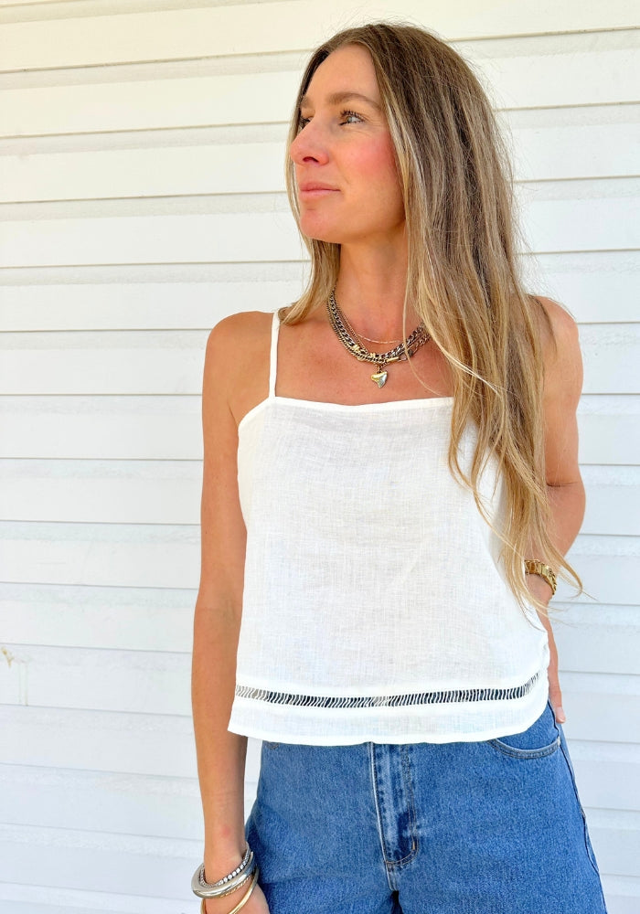 LILYA Cala Linen Top Ivory