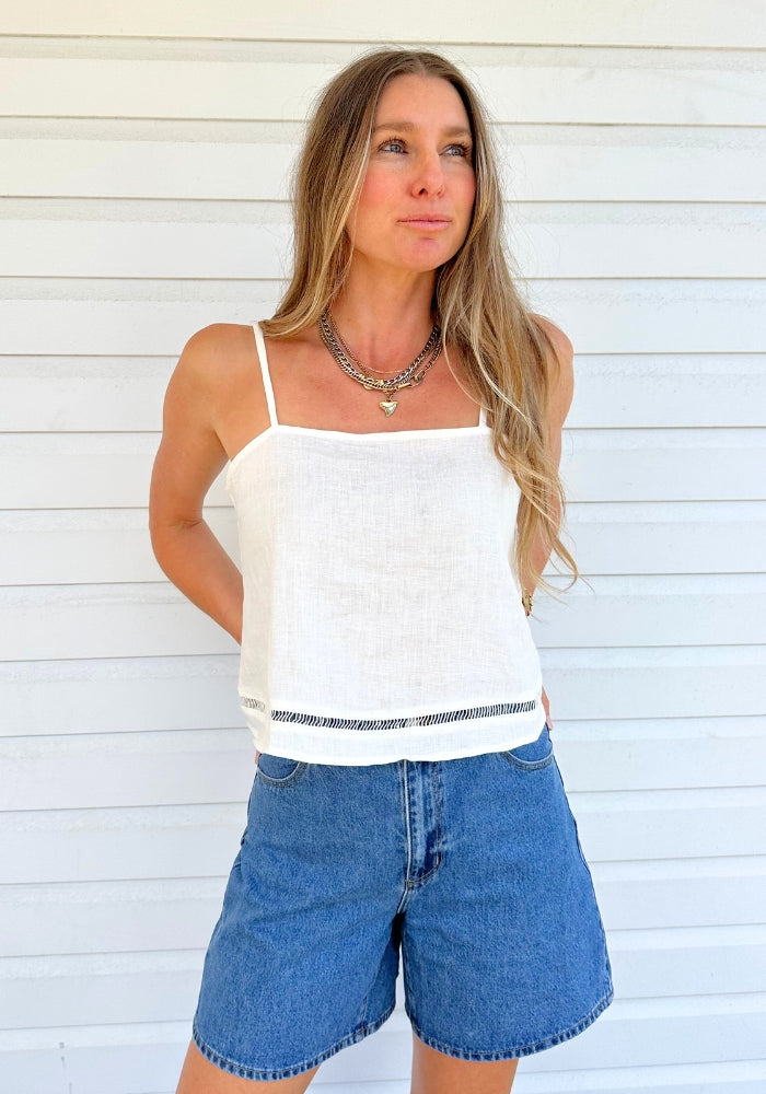 LILYA Cala Linen Top Ivory