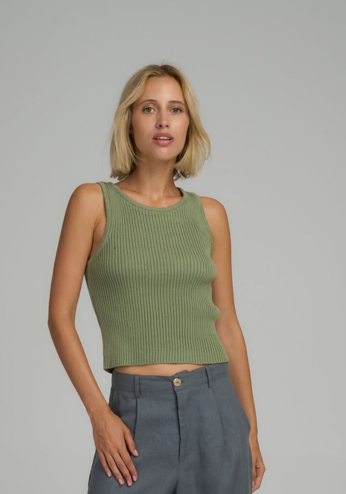 LILYA Monaco Knit Top  Khaki