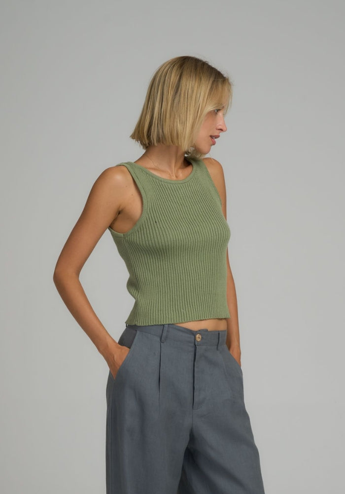 LILYA Monaco Knit Top  Khaki