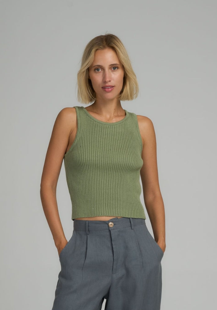 LILYA Monaco Knit Top  Khaki