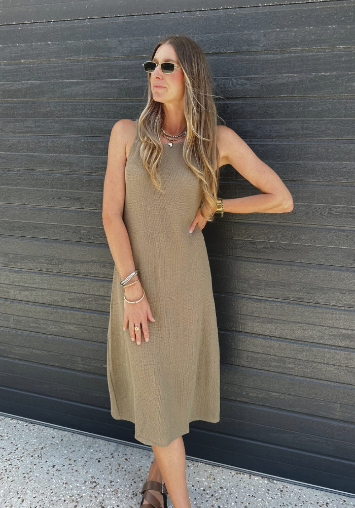 LILYA Roma Mesh Dress Khaki