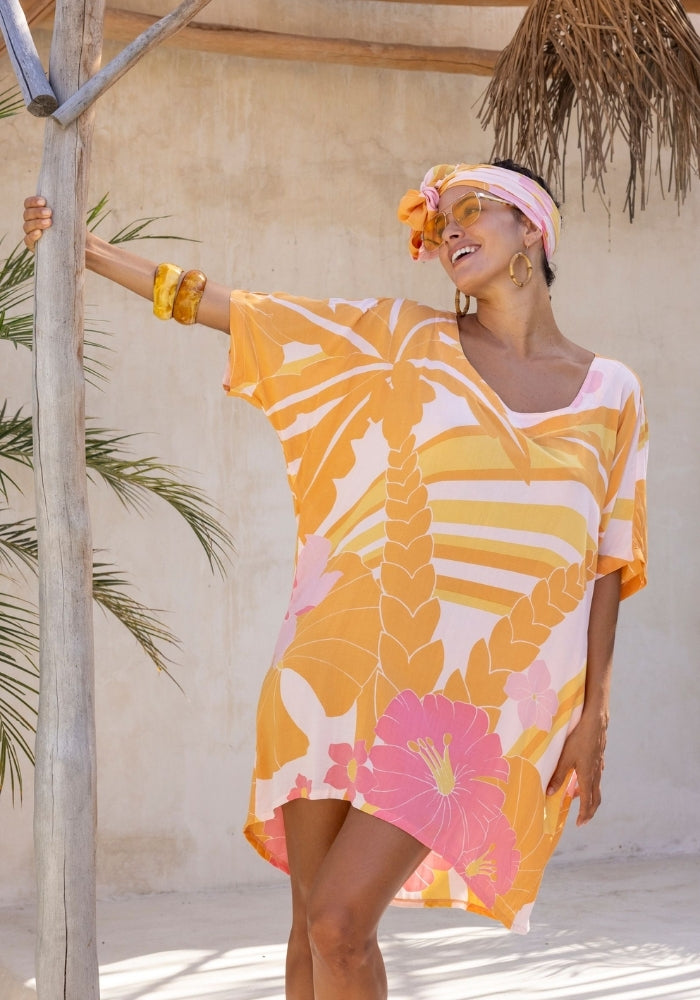 LOVE ST Paradiso Kaftan - Pink Flamingo 