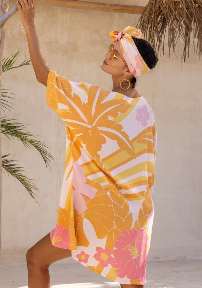 LOVE ST Paradiso Kaftan - Pink Flamingo 