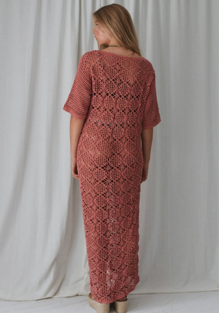 MARIGOLD MUSTANG Nellie Crochet Midi Dress