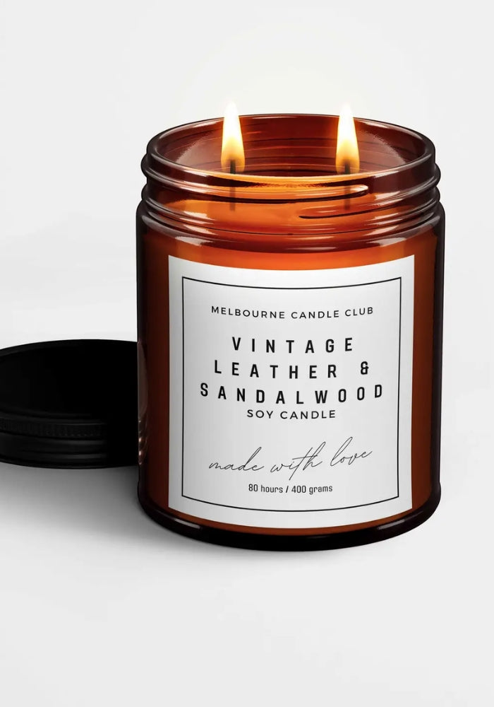 MELBOURNE CANDLE CLUB Vintage Leather and Sandalwood