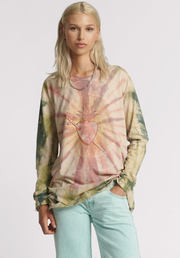 ONE TEASPOON Heart O Steel Tie Dye Longsleeve Tee 