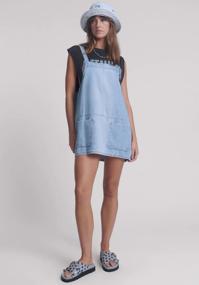 ONE TEASPOON Hemp Denim Pini Mini Dress - Faded Blue