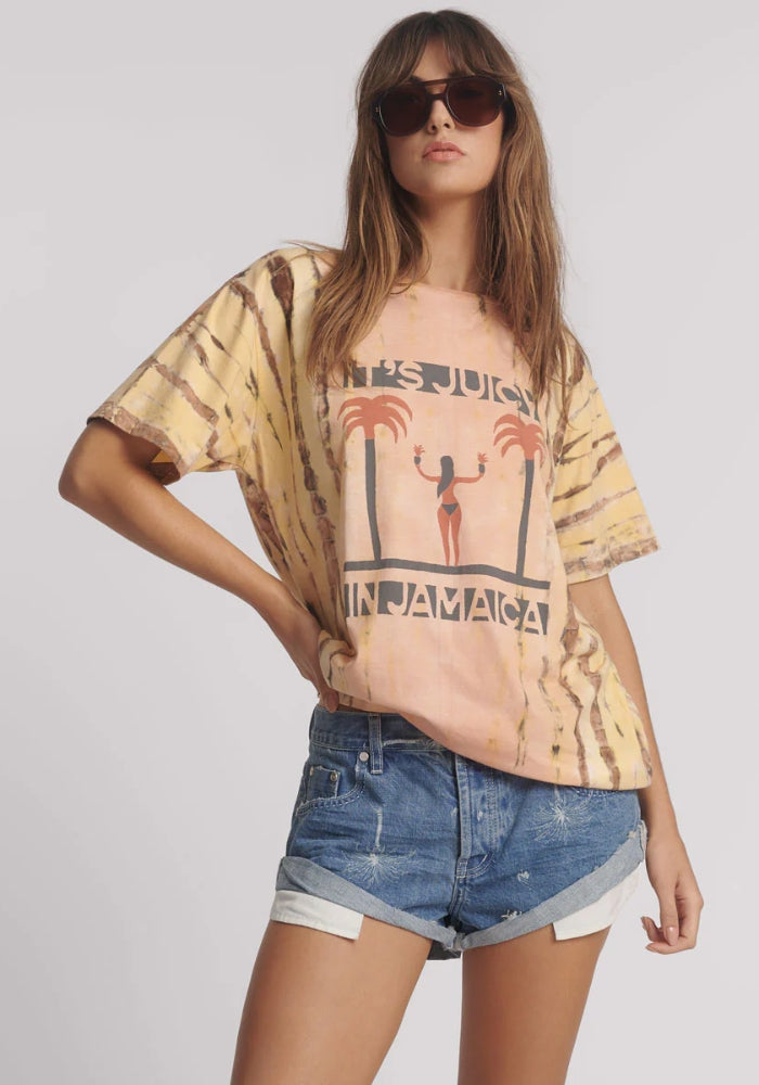 ONE TEASPOON Its Juicy In Jamaica Boyfriend Tee - Peach