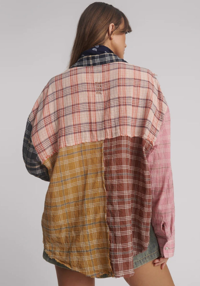 ONE TEASPOON Panelled Flannel Oversized Shirt - Multi