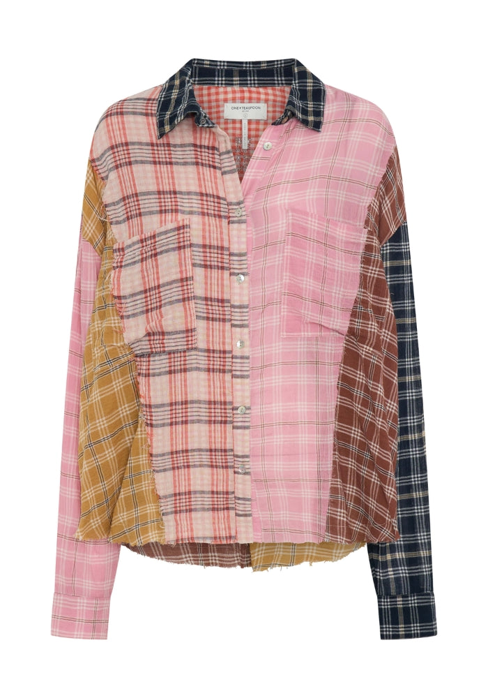 ONE TEASPOON Panelled Flannel Oversized Shirt - Multi