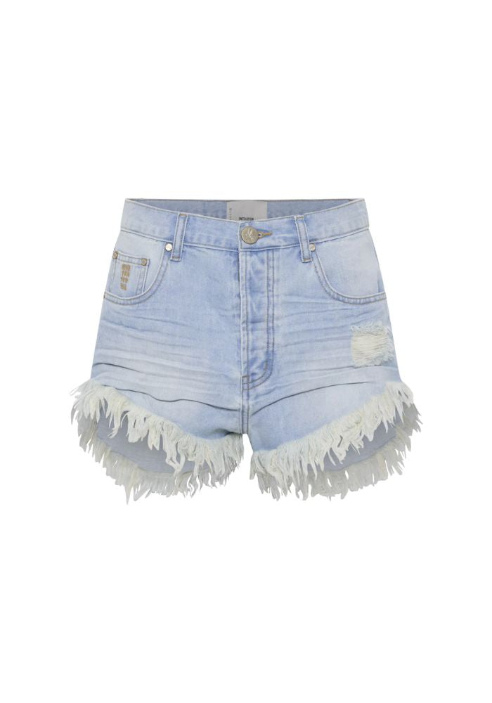 Sky Blue Outlaws Mid Length Denim Short