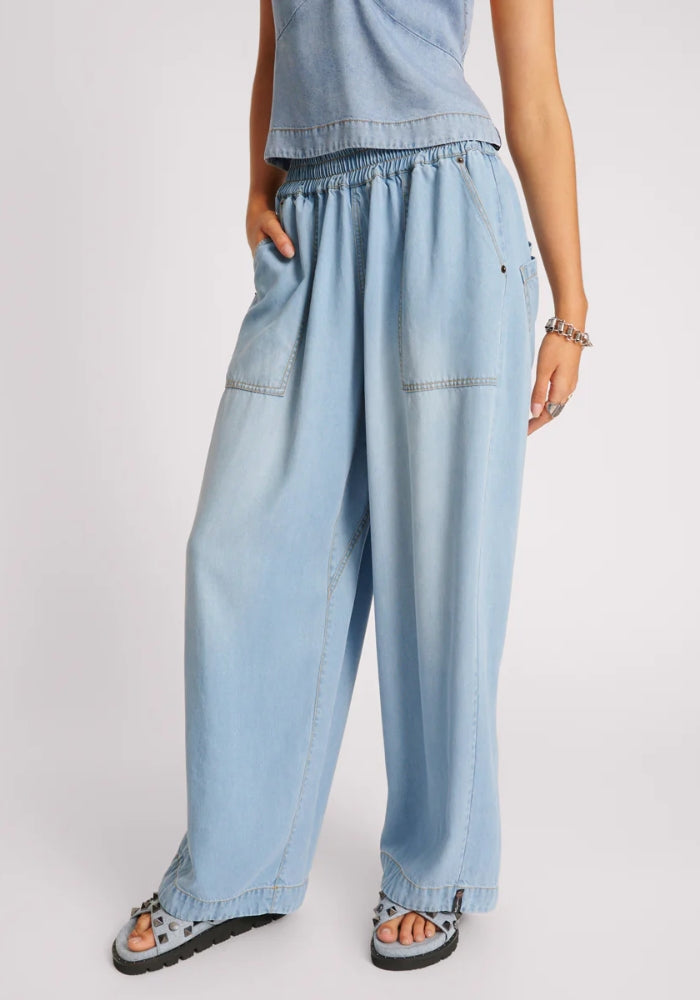 ONE TEASPOON Soft Blue Tencel Parachute Pants 