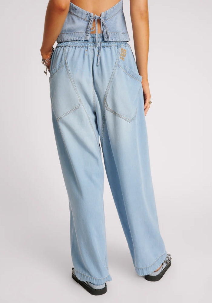 ONE TEASPOON Soft Blue Tencel Parachute Pants 