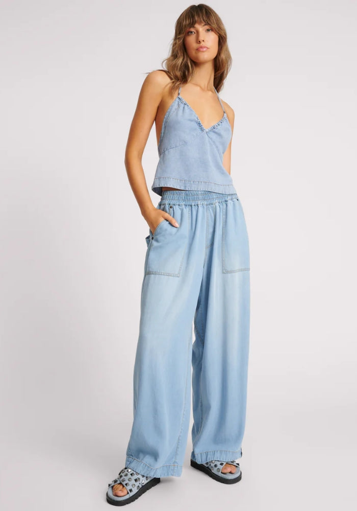 ONE TEASPOON Soft Blue Tencel Parachute Pants 