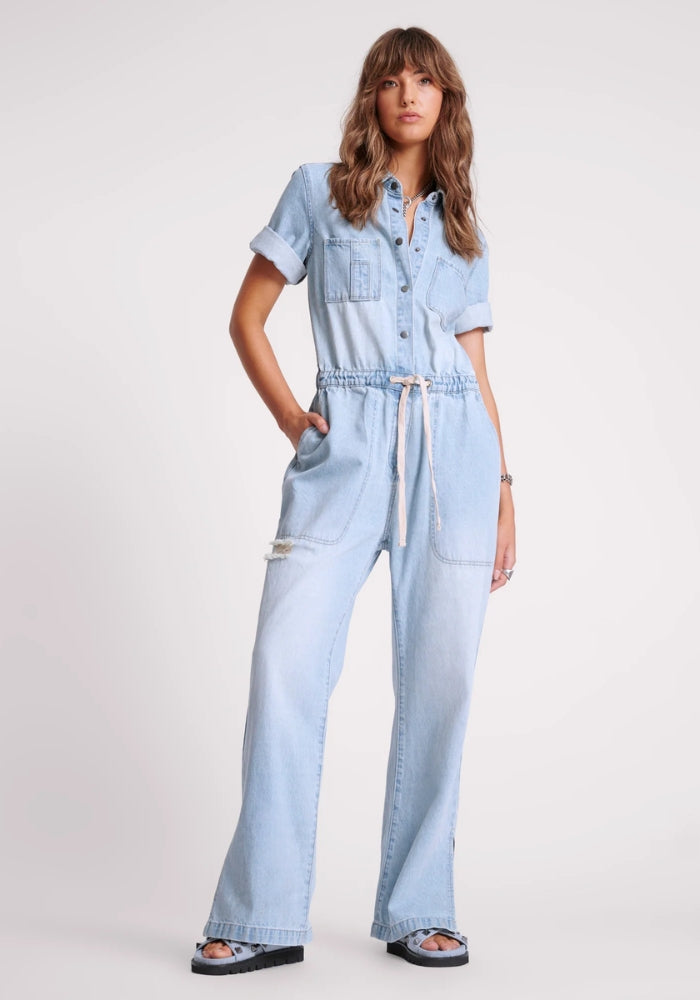 ONE TEASPOON Sportster Blue Veronica Denim Jumpsuit