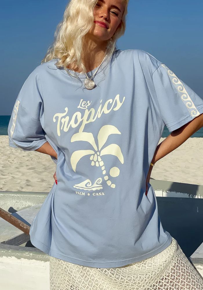 Palm Tropics T-Shirt - Pale Blue