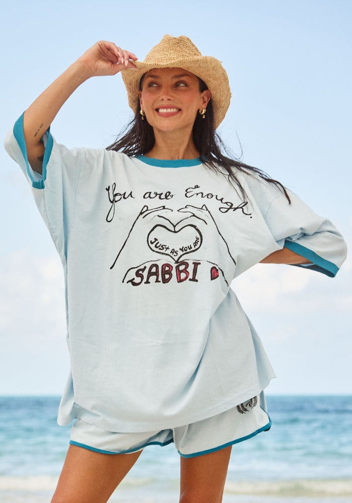 SABBI The Very Oversized You Are Enough Tee  - Blue