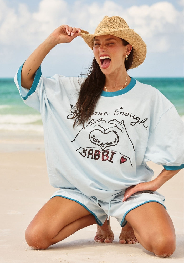 SABBI The Very Oversized You Are Enough Tee  - Blue