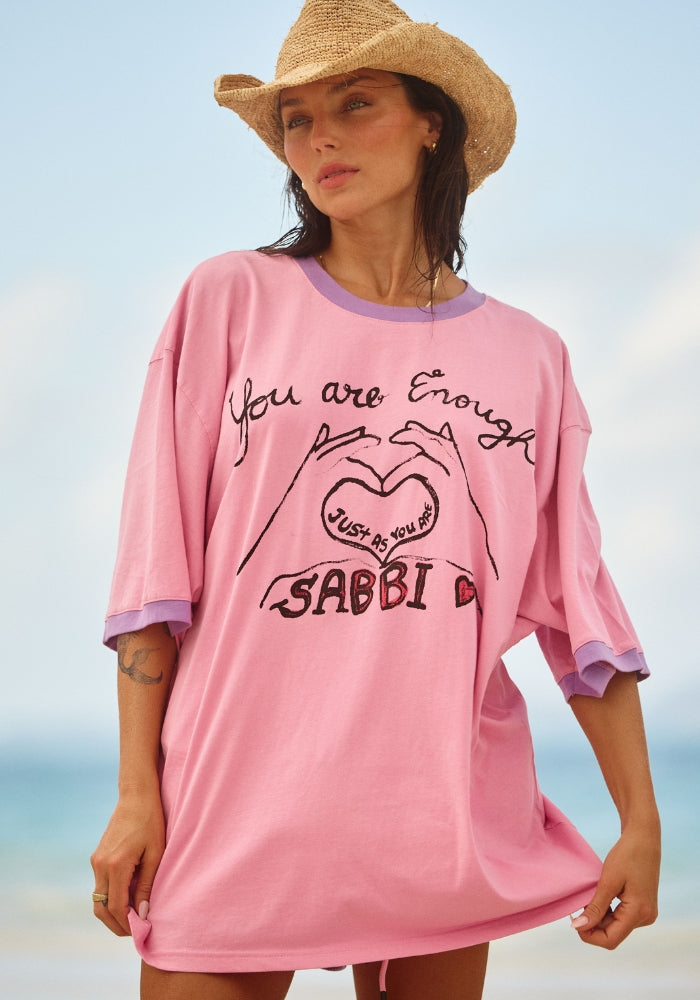 SABBI The Very Oversized You Are Enough Tee  - Pink