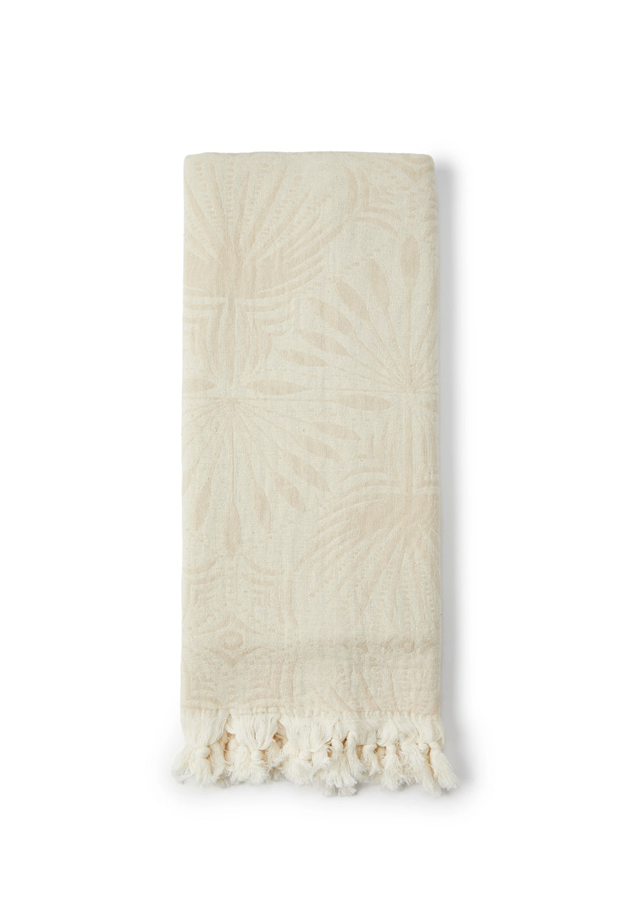 Palm Frond Turkish Towel - Beige