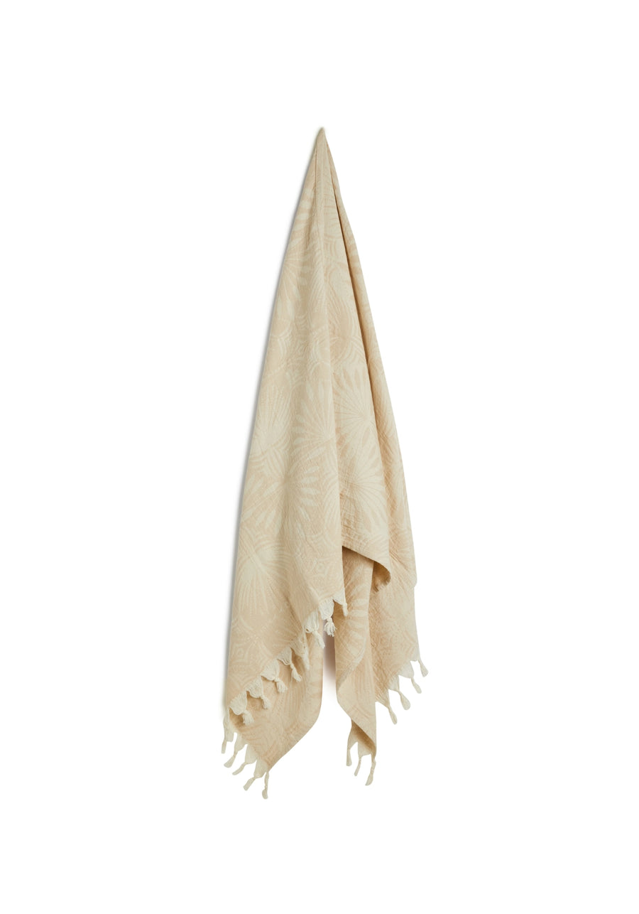 Palm Frond Turkish Towel - Beige