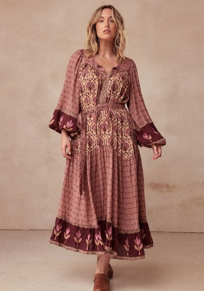 SPELL Château Boho Gown - Grape